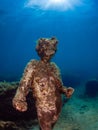 Statue of Dionysus with a crown of ivy in ClaudioÃ¢â¬â¢s Ninfeum. underwater, archeology.